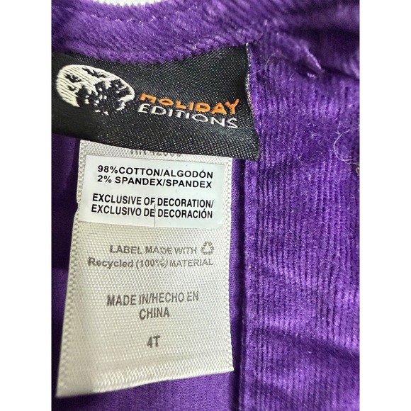 Holiday Editions Girls Purple Corduroy Pumpkin Bunny Halloween Dress Size 4T - Picture 3 of 5